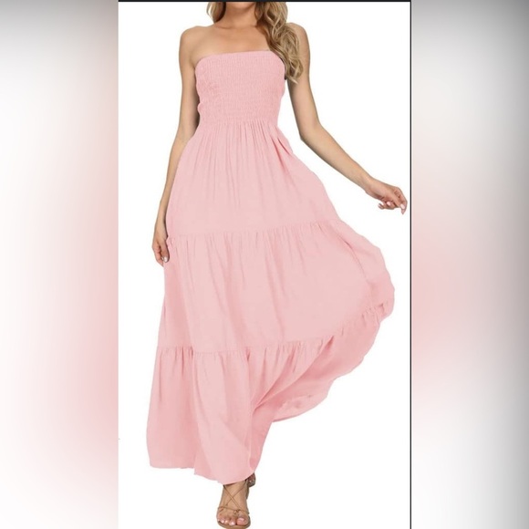 ZESICA sleeveless midi dress with elastic waist in pink - Picture 1 of 5